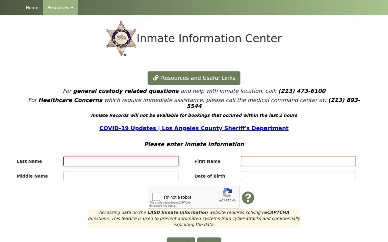 Cerritos residents directory Los Angeles County custody lookup
