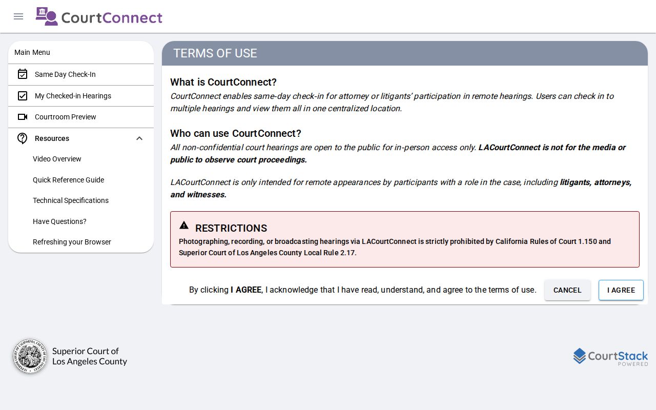 Cerritos resident lookup CourtConnect case search